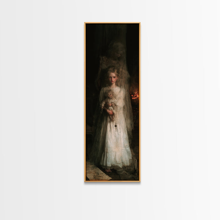 The Nursery Wisp, Victorian Ghost Portrait, Tall Narrow Canvas Print, Gothic Home Decor, Canvas Print, Classic Monster Art