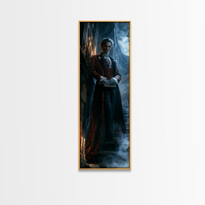 The Library Specter, Victorian Ghost Portrait, Tall Narrow Canvas Print, Macabre Home Decor, Canvas Print, Classic Monster Art