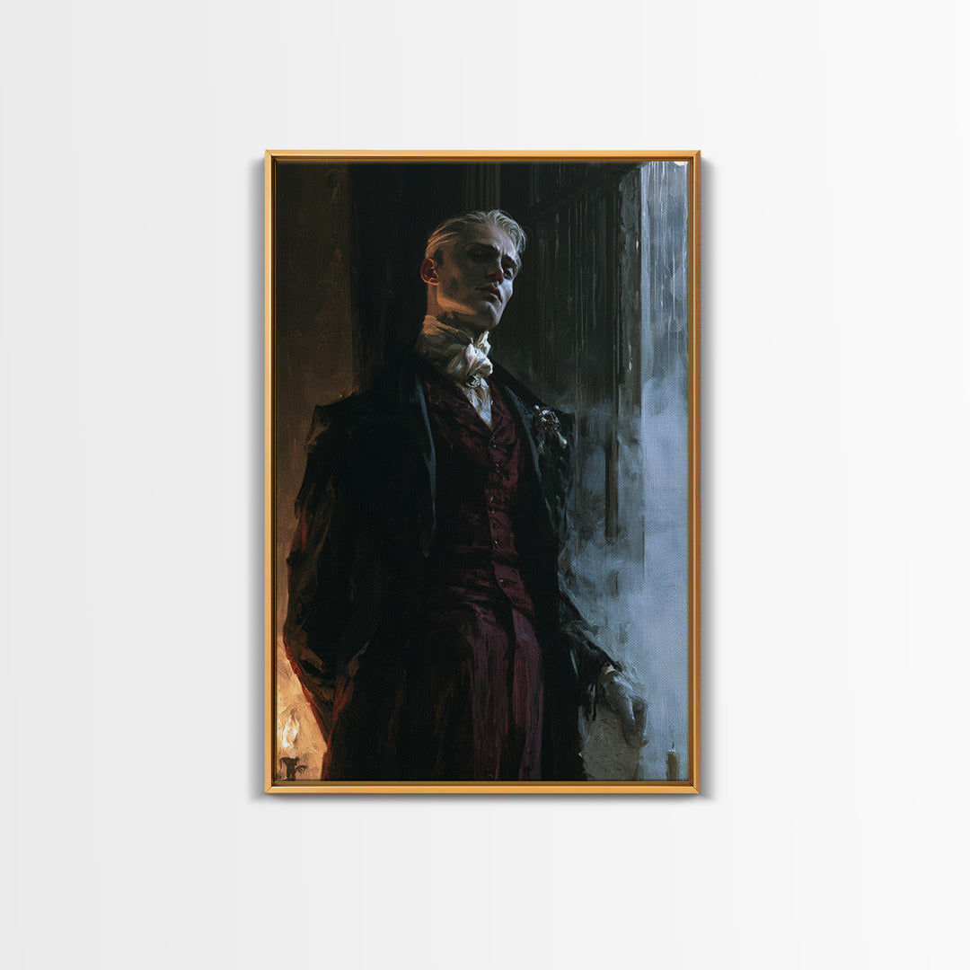 The Ballroom Phantom, Victorian Ghost Portrait, Vertical Canvas Print, Classic Halloween Decor, Gothic Wall Decor, Classic Monster Art