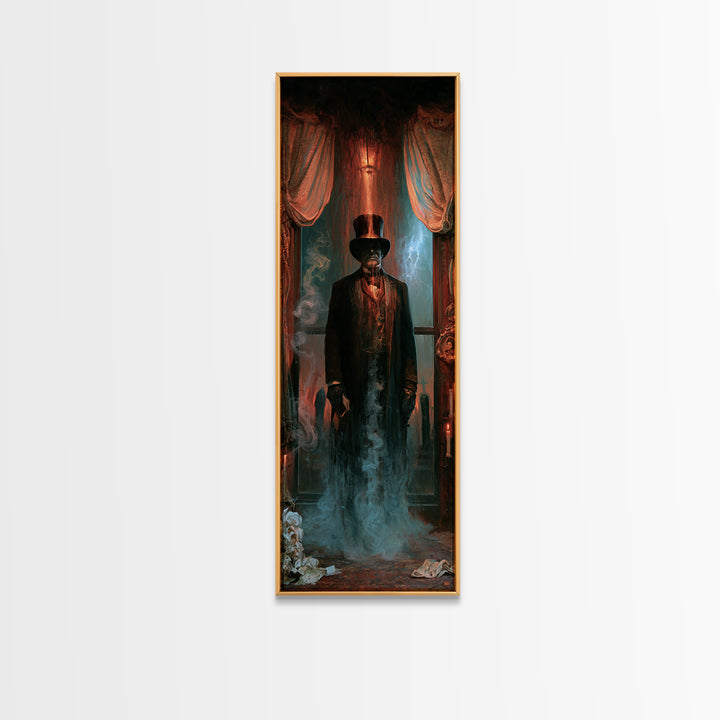 The Railway Ghost, Victorian Ghost Portrait, Tall Narrow Canvas Print, Gothic Home Decor, Halloween Portrait Art, Classic Monster Art
