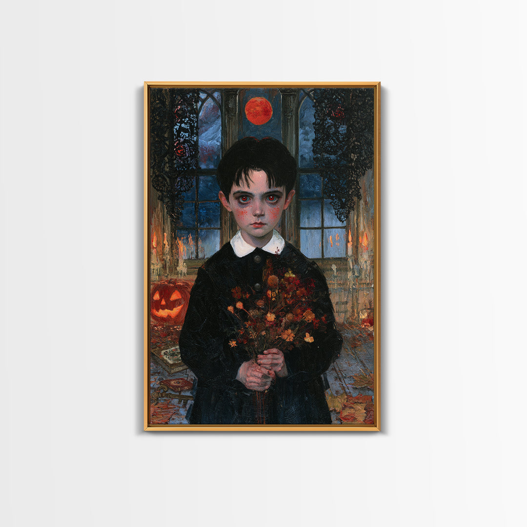 The Churchyard Child, Victorian Ghost Portrait, Vertical Canvas Print, Classic Halloween Decor, Canvas Print, Classic Monster Art
