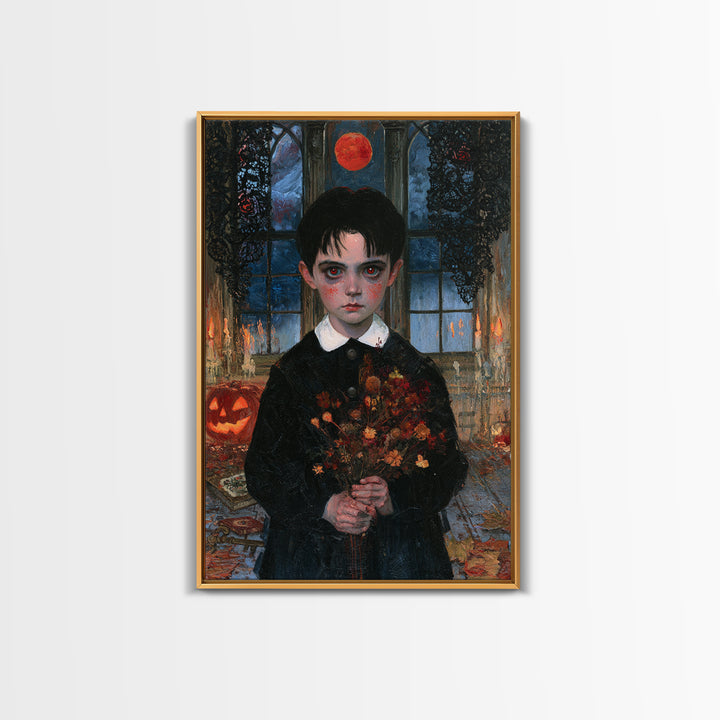 The Churchyard Child, Victorian Ghost Portrait, Vertical Canvas Print, Classic Halloween Decor, Canvas Print, Classic Monster Art