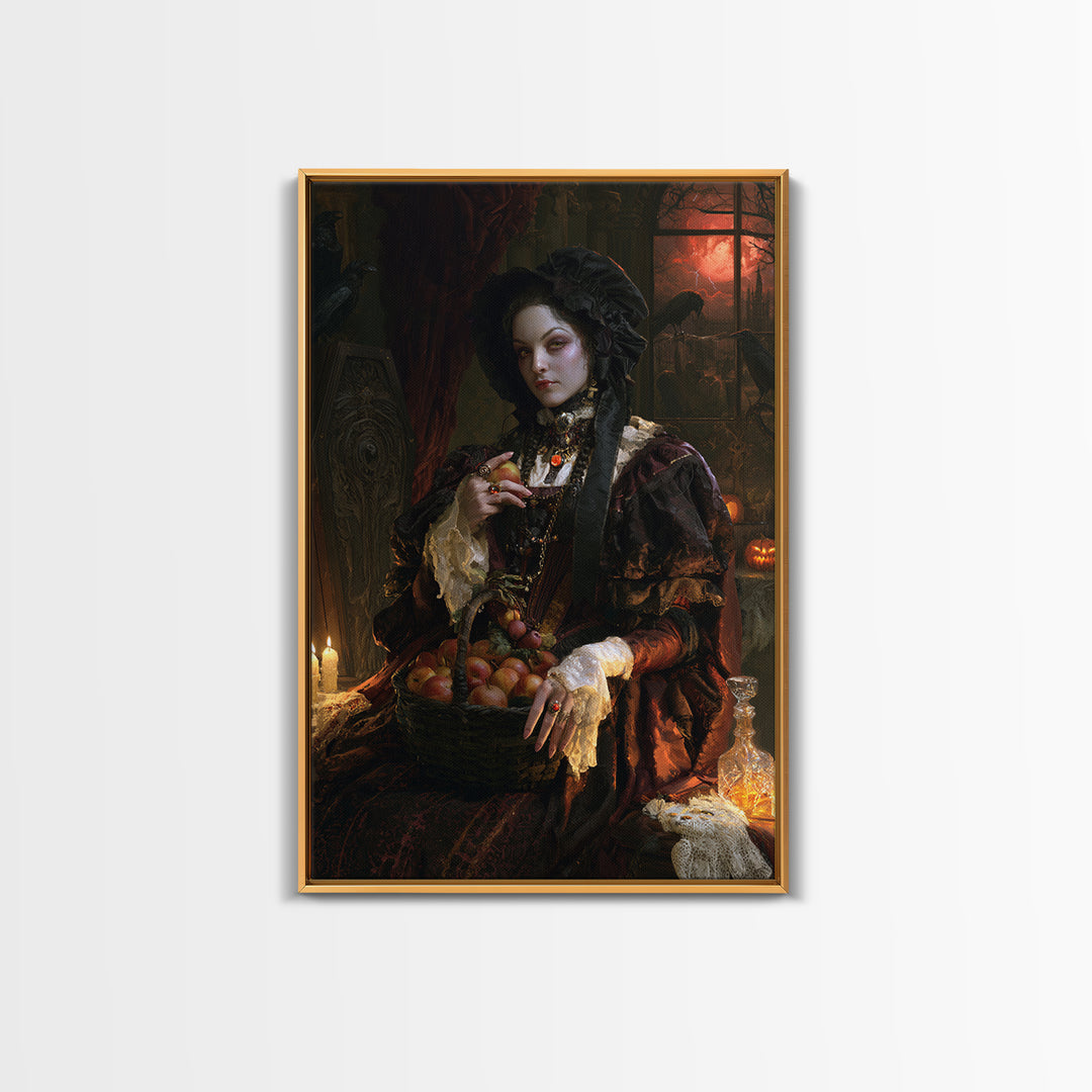 The Orchard Hexer, Victorian Witch Portrait, Vertical Canvas Print, Macabre Home Decor, Halloween Portrait Art, Classic Monster Art