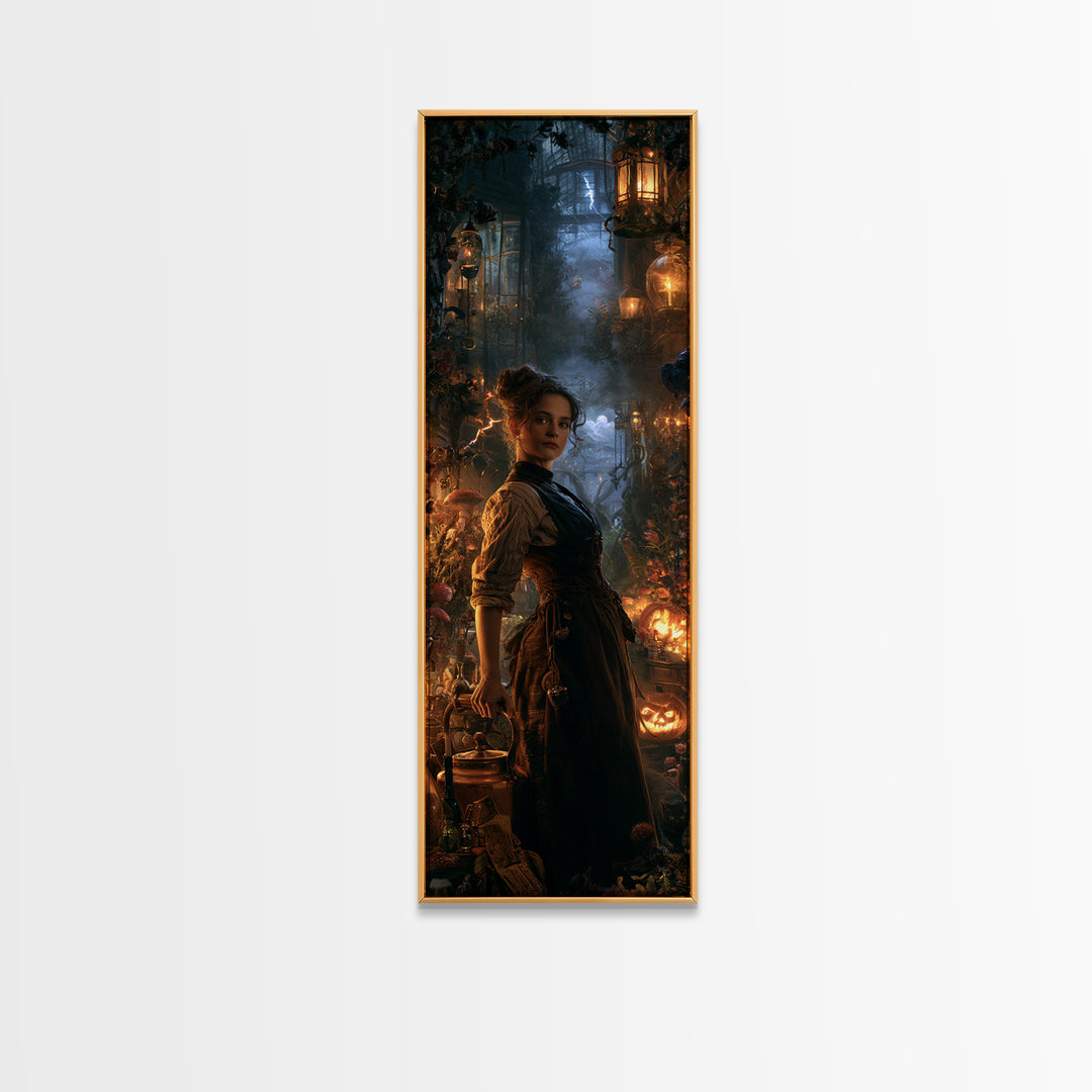 The Kitchen Witch, Victorian Witch Portrait, Tall Narrow Canvas Print, Gothic Home Decor, Gothic Wall Decor, Classic Monster Art