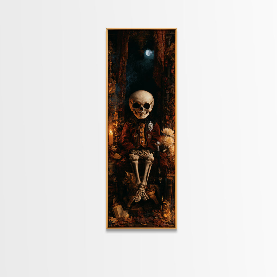 The Ossuary Child, Victorian Skeleton Portrait, Tall Narrow Canvas Print, Gothic Home Decor, Gothic Wall Decor, Classic Monster Art