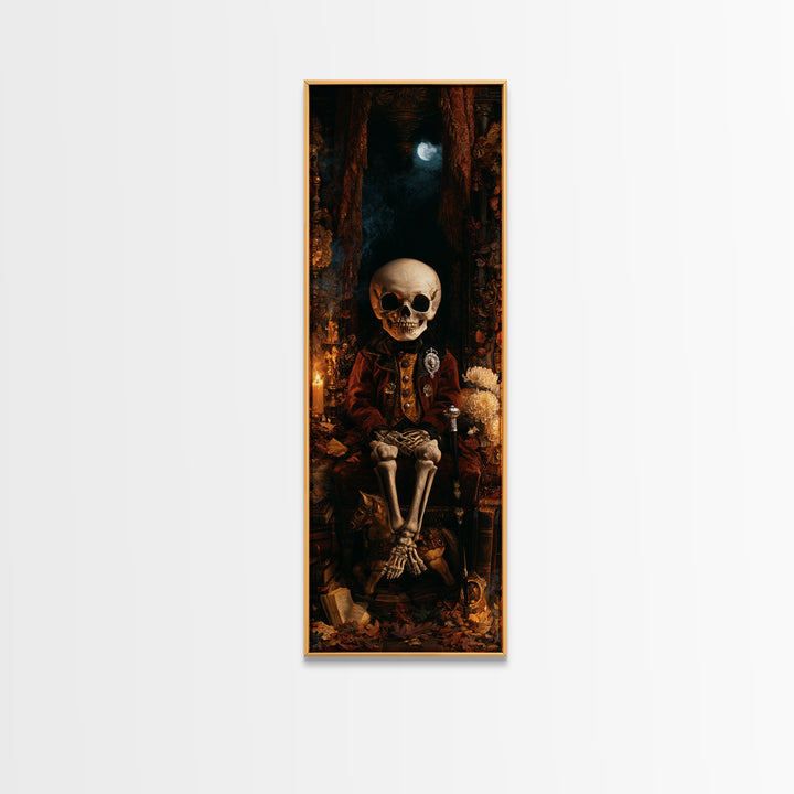 The Ossuary Child, Victorian Skeleton Portrait, Tall Narrow Canvas Print, Gothic Home Decor, Gothic Wall Decor, Classic Monster Art