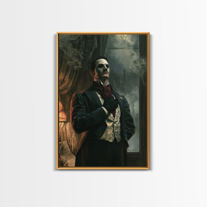 The Opera Phantom, Victorian Phantom Portrait, Vertical Canvas Print, Dark Academia Decor, Canvas Print, Classic Monster Art