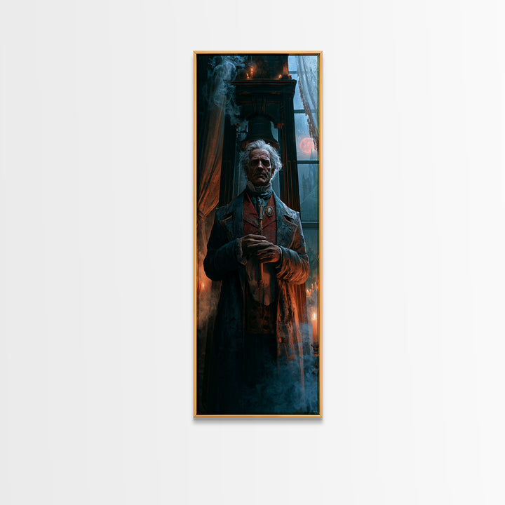 The Tower Bell Phantom, Victorian Phantom Portrait, Tall Narrow Canvas Print, Dark Academia Decor, Antique Horror Decor, Classic Monster Art