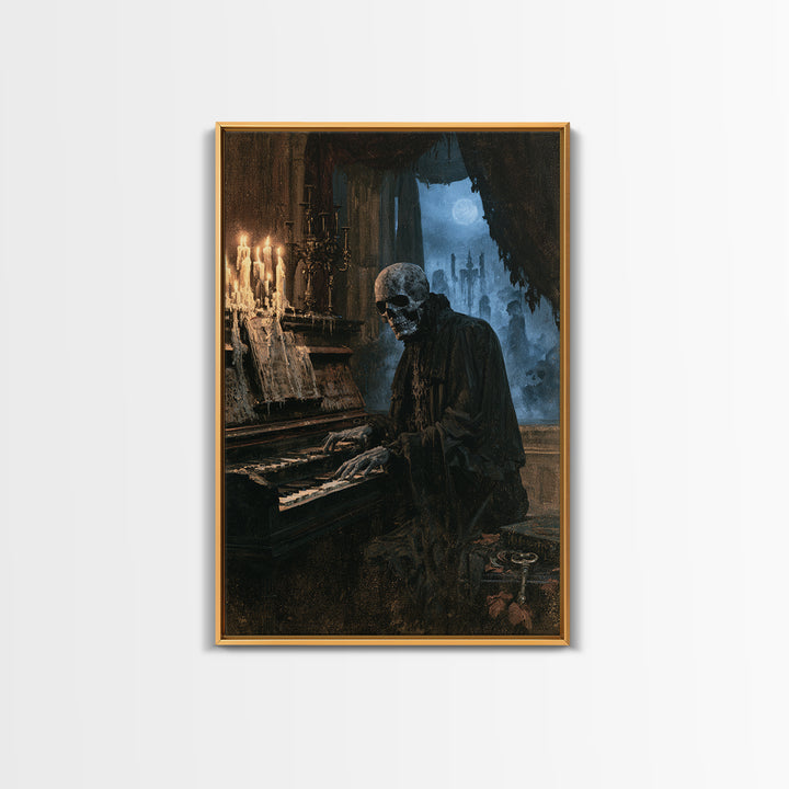 The Cemetery Organist, Victorian Phantom Portrait, Vertical Canvas Print, Antique Style Decor, Gothic Wall Decor, Classic Monster Art