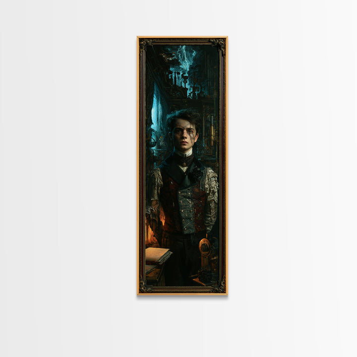 The Laboratory Son, Victorian Monster Portrait, Tall Narrow Canvas Print, Macabre Home Decor, Canvas Print, Classic Monster Art
