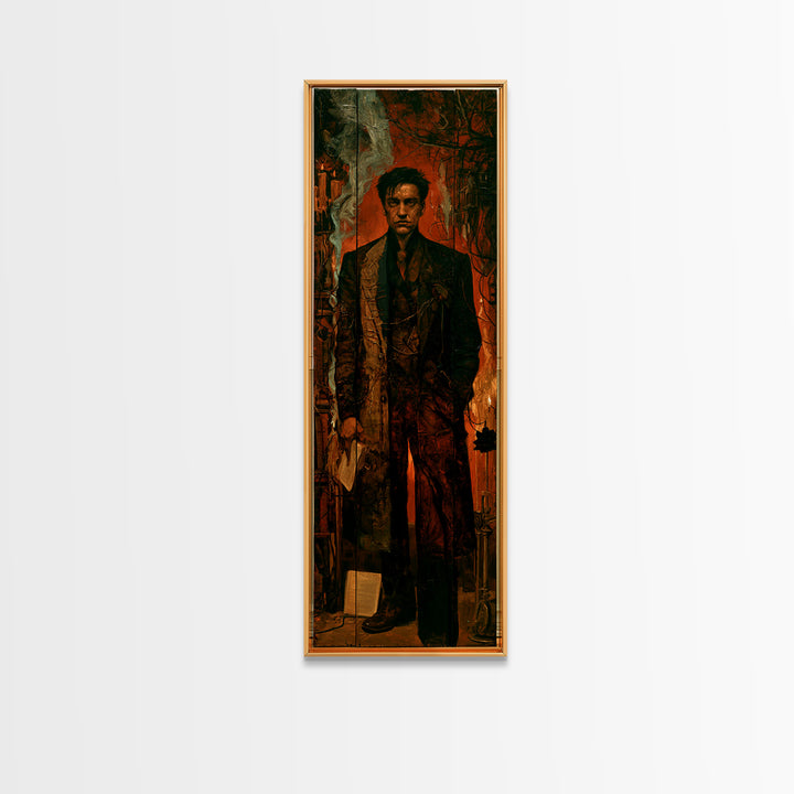 The Bolt-Browed Magistrate, Victorian Monster Portrait, Tall Narrow Canvas Print, Antique Style Decor, Classic Monster Art