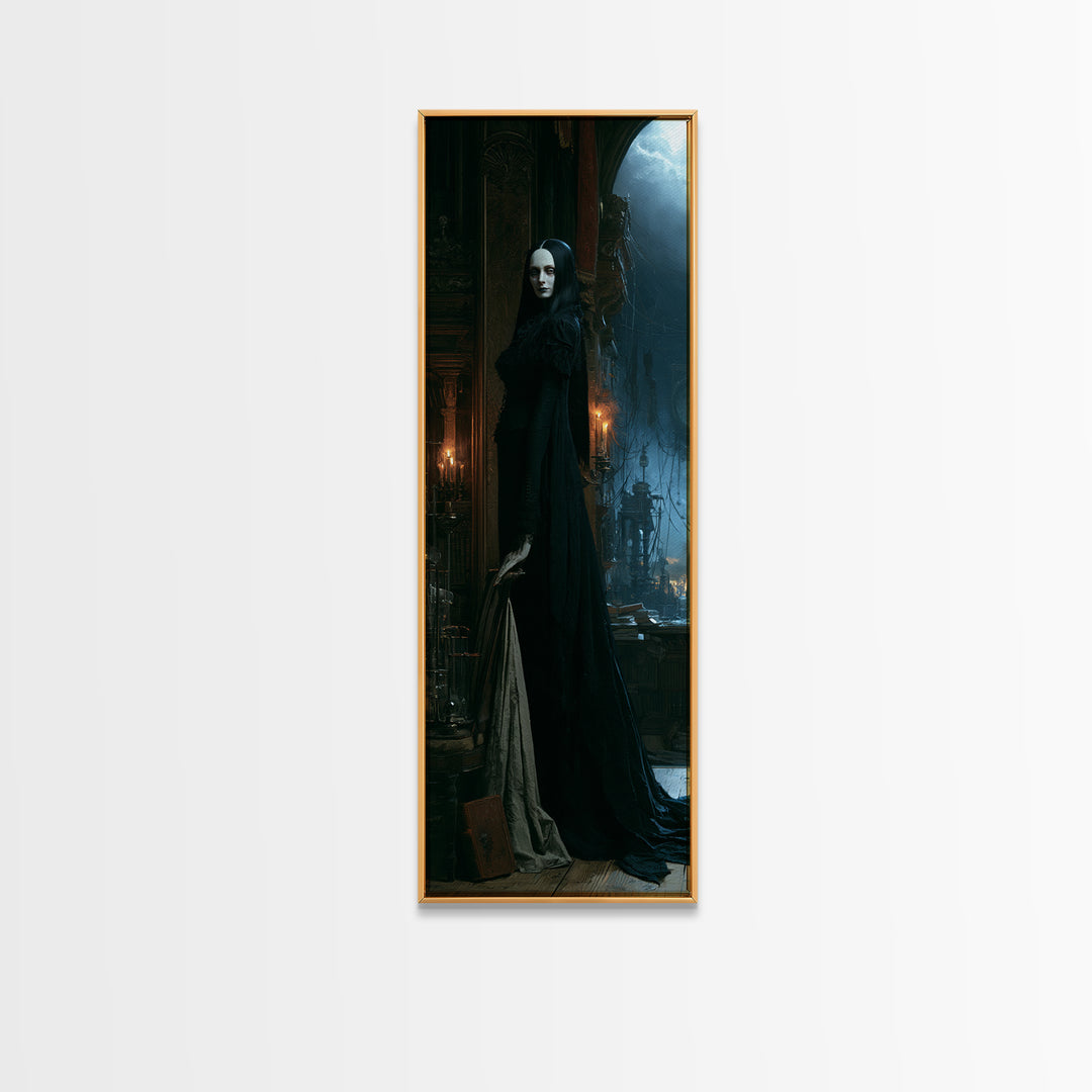 The Alabaster Creation, Victorian Monster Portrait, Tall Narrow Canvas Print, Gothic Home Decor, Gothic Wall Decor, Classic Monster Art