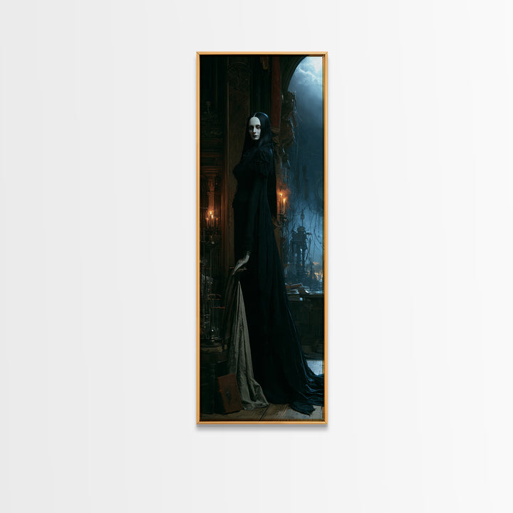 The Alabaster Creation, Victorian Monster Portrait, Tall Narrow Canvas Print, Gothic Home Decor, Gothic Wall Decor, Classic Monster Art
