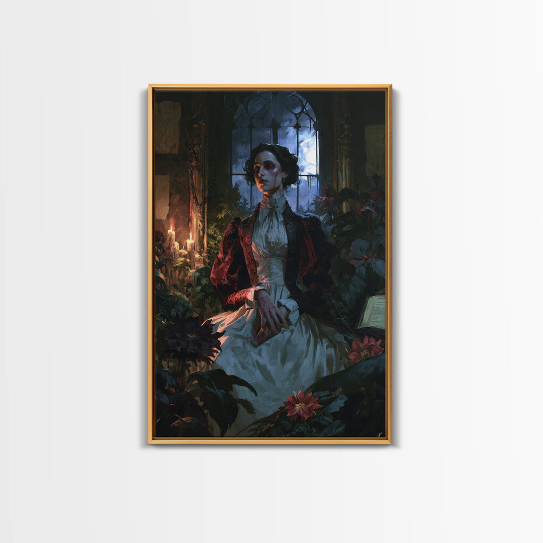The Garden Experiment, Victorian Monster Portrait, Vertical Canvas Print, Macabre Home Decor, Antique Horror Decor, Classic Monster Art