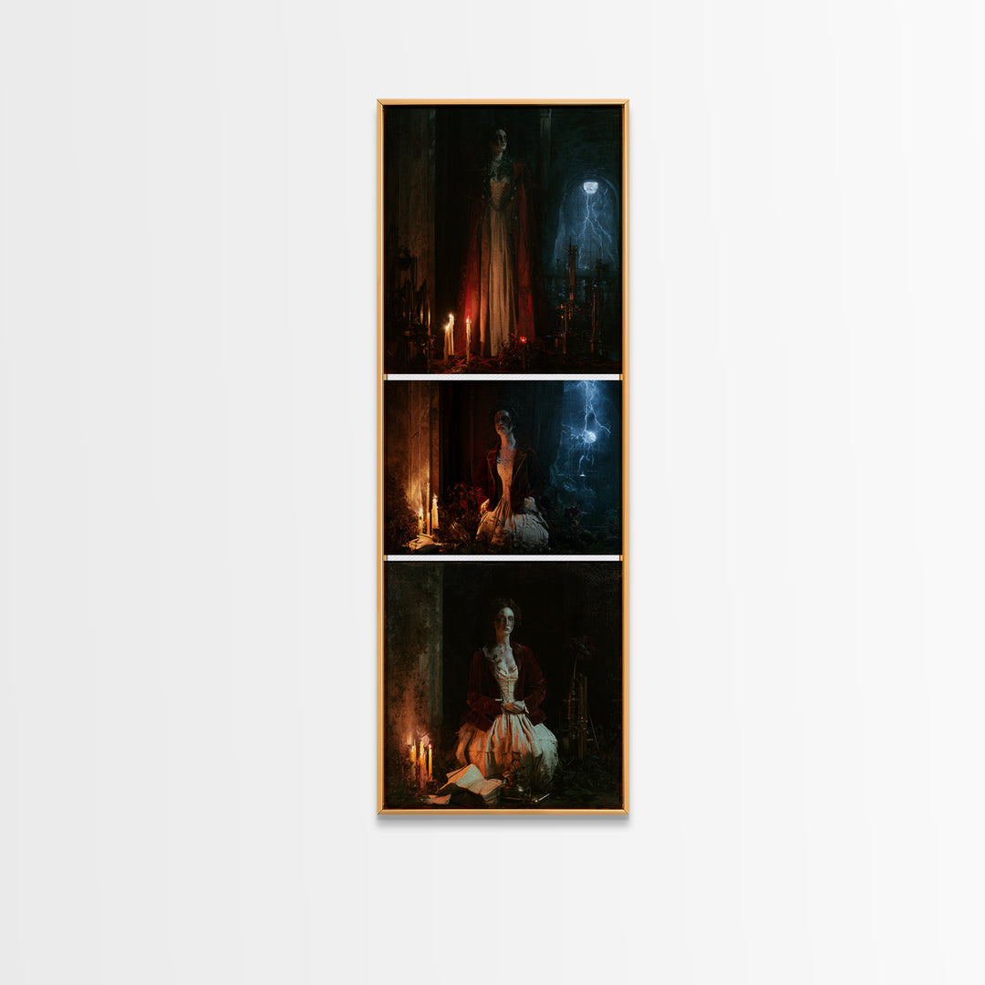 The Garden Experiment, Victorian Monster Portrait, Tall Narrow Canvas Print, Classic Halloween Decor, Classic Monster Art