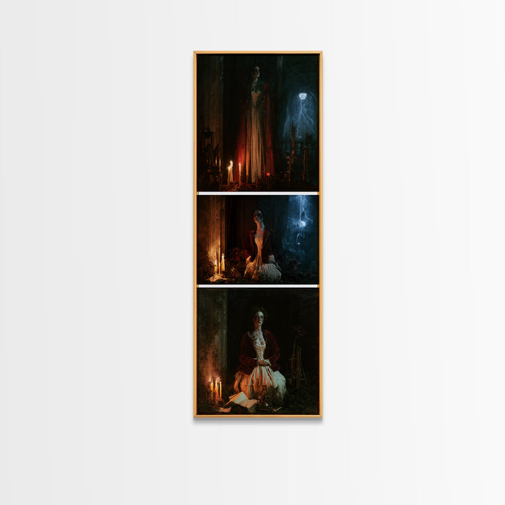 The Garden Experiment, Victorian Monster Portrait, Tall Narrow Canvas Print, Classic Halloween Decor, Classic Monster Art