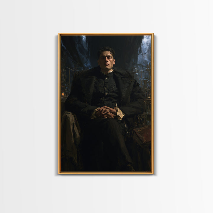 The Clocktower Patient, Victorian Monster Portrait, Vertical Canvas Print, Classic Halloween Decor, Canvas Print, Classic Monster Art