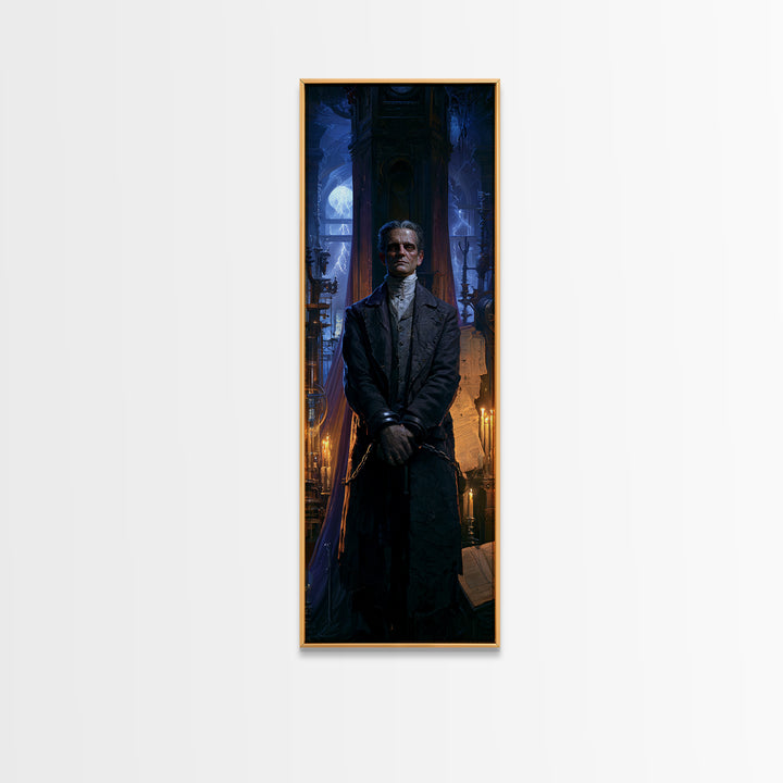 The Clocktower Patient, Victorian Monster Portrait, Tall Narrow Canvas Print, Antique Style Decor, Antique Horror Decor, Classic Monster Art