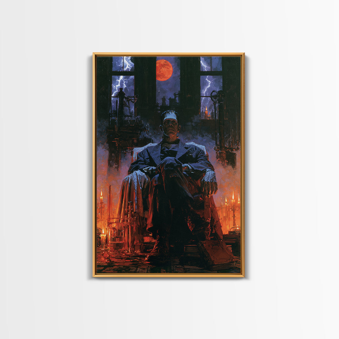 The Manor House Colossus, Victorian Monster Portrait, Vertical Canvas Print, Antique Style Decor, Classic Monster Art