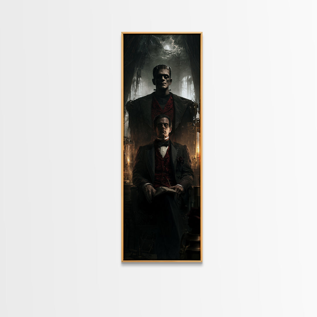 The Manor House Colossus, Victorian Monster Portrait, Tall Narrow Canvas Print, Macabre Home Decor, Classic Monster Art