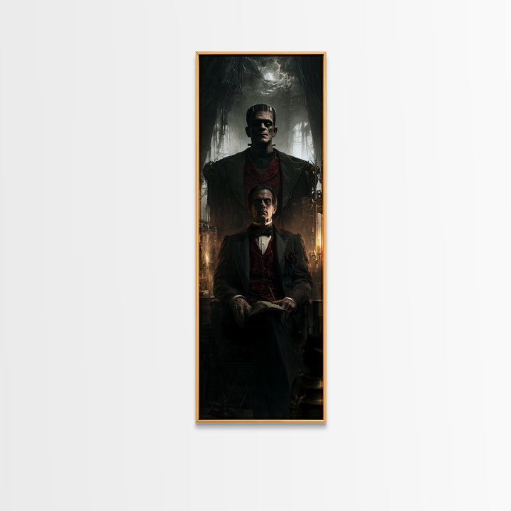 The Manor House Colossus, Victorian Monster Portrait, Tall Narrow Canvas Print, Macabre Home Decor, Classic Monster Art
