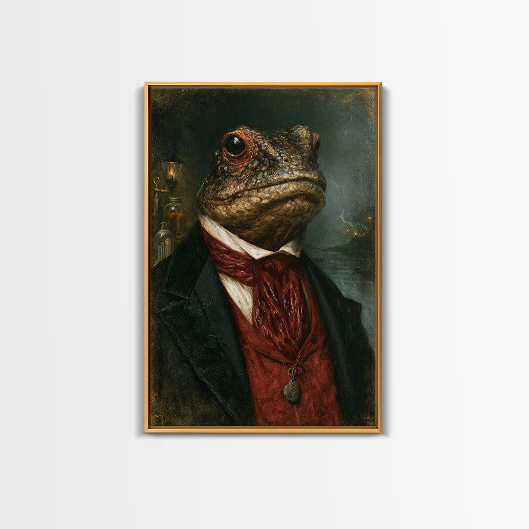 The Marsh Gentleman, Victorian Creature Portrait, Vertical Canvas Print, Gothic Home Decor, Antique Horror Decor, Classic Monster Art