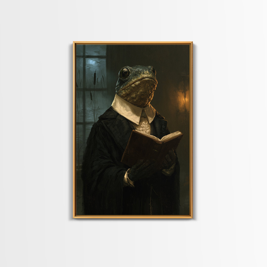 The River Chapel Creature, Victorian Creature Portrait, Vertical Canvas Print, Classic Halloween Decor, Classic Monster Art