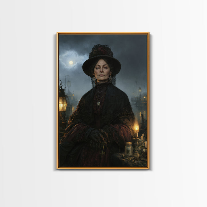 The Marsh Widow, Victorian Creature Portrait, Vertical Canvas Print, Dark Academia Decor, Gothic Wall Decor, Classic Monster Art