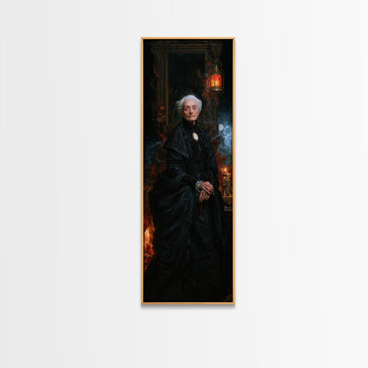 The Estuary Dowager, Victorian Creature Portrait, Tall Narrow Canvas Print, Gothic Home Decor, Gothic Wall Decor, Classic Monster Art
