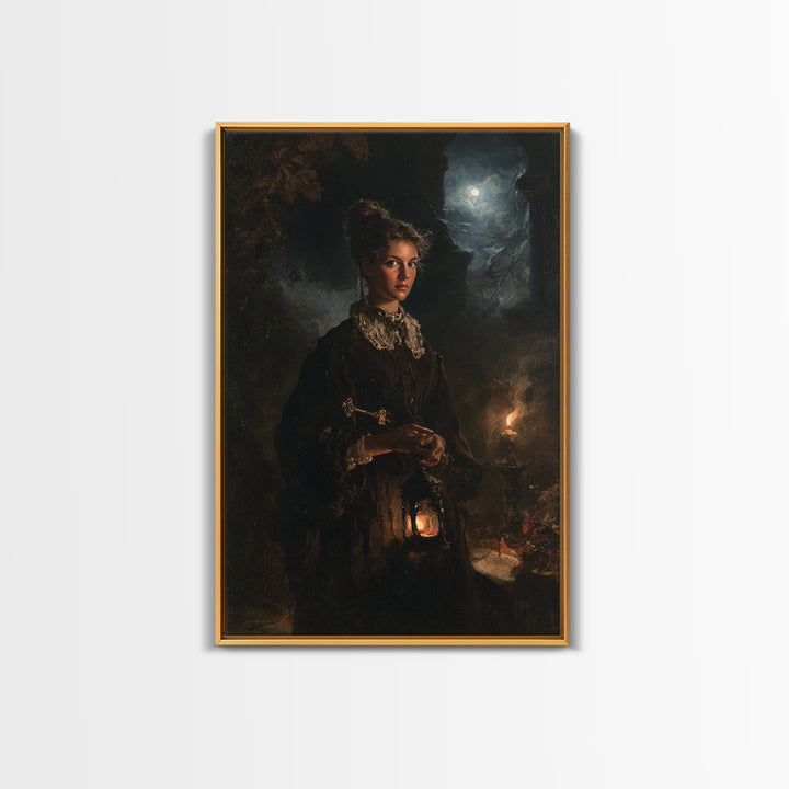 The Grave-Robber’s Daughter, Gothic Victorian Portrait, Vertical Canvas Print, Dark Academia Decor, Classic Monster Art