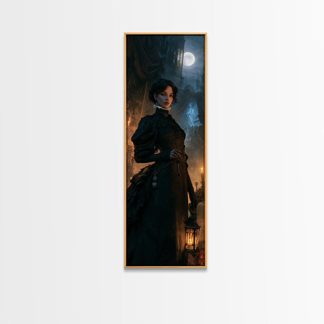The Grave-Robber’s Daughter, Gothic Victorian Portrait, Tall Narrow Canvas Print, Macabre Home Decor, Classic Monster Art