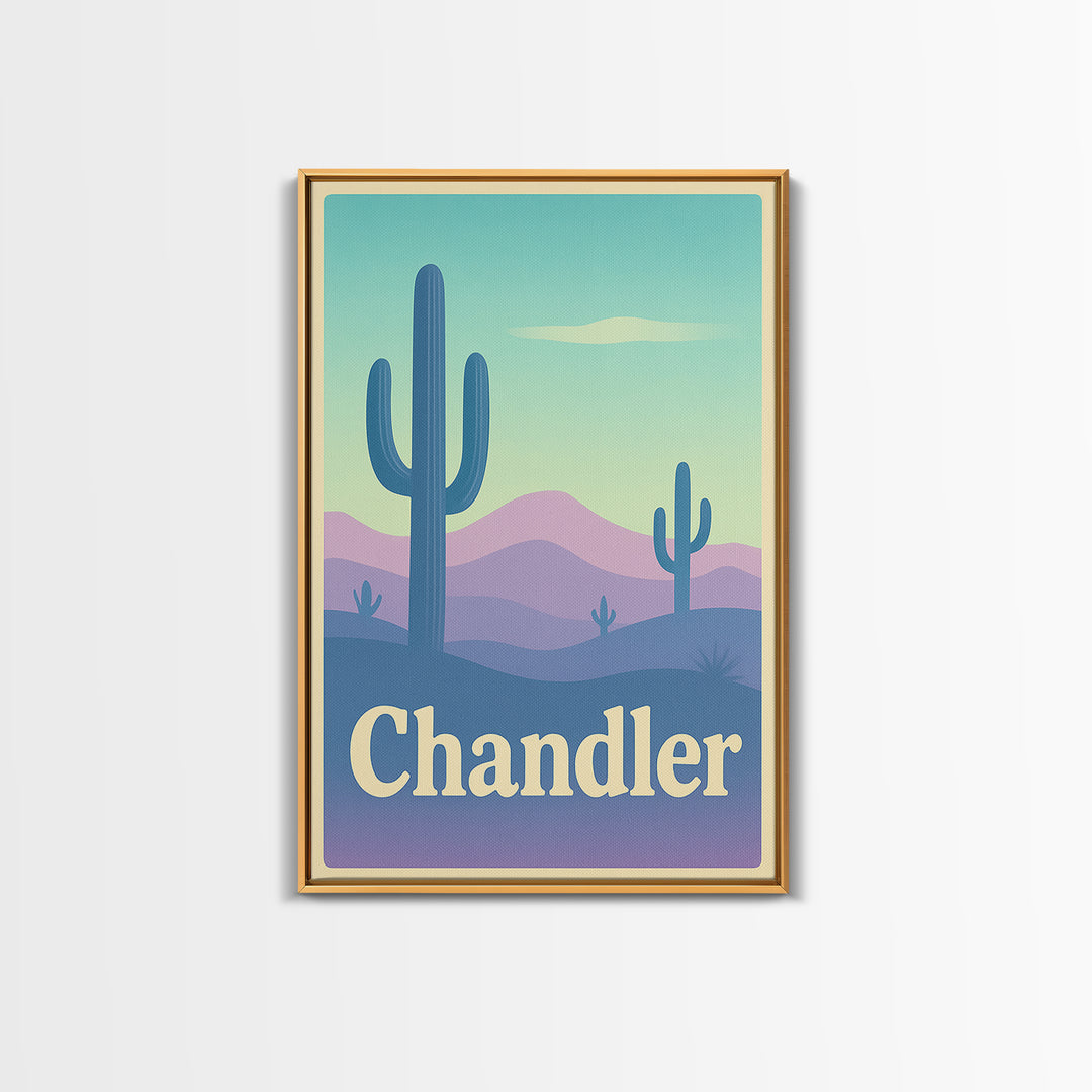 Chandler Travel Poster, Canvas Print, Pastel Retro Travel Art, Chandler Art Print, Mid Century Wall Art, Vintage City Poster, Art Print