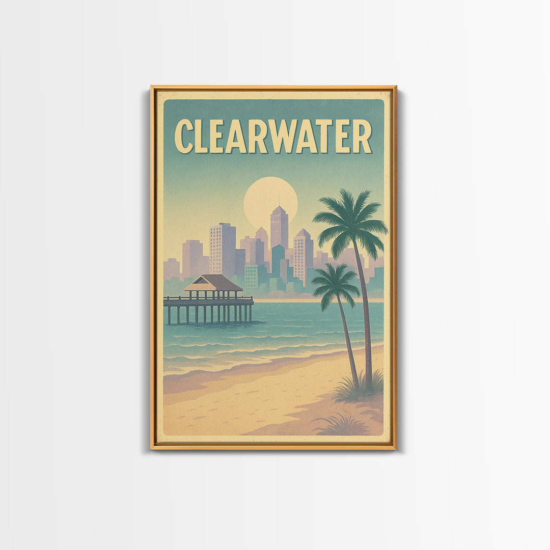 Clearwater Florida Travel Poster, Canvas Print, Dreamy Skyline Poster Art, Clearwater Art Print, Travel Wall Art, City Poster, Wall Art