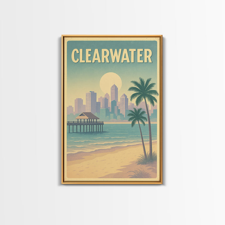 Clearwater Florida Travel Poster, Canvas Print, Dreamy Skyline Poster Art, Clearwater Art Print, Travel Wall Art, City Poster, Wall Art