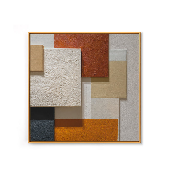 Mid Century Color Block Composition Framed Canvas Print, Wall Art, Art, Living Room Decor, Fine Art, Wall Clock, WAL-1x1-12