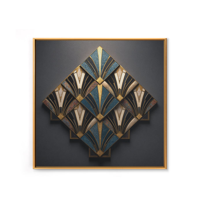 Art Deco Gold Fan Pattern Canvas Print, Wall Art, Painting, Living Room Decor, Fine Art, Wall Hanging, Home Decor Gift, WAL-1x1-20