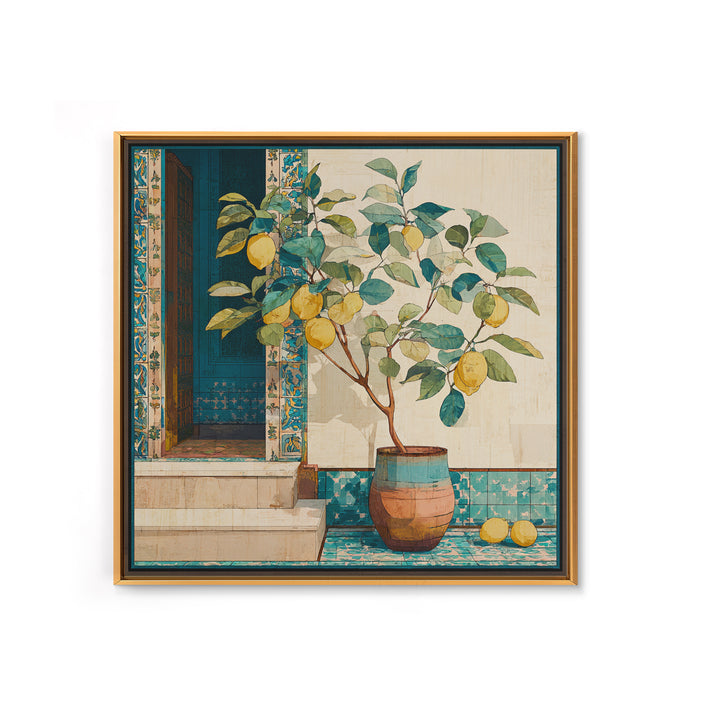 Mediterranean Lemon Branch Still Life Canvas Print, Wall Art, Framed Wall Art, Living Room Decor, Fine Art, Fine Art Print, WAL-1x1-22