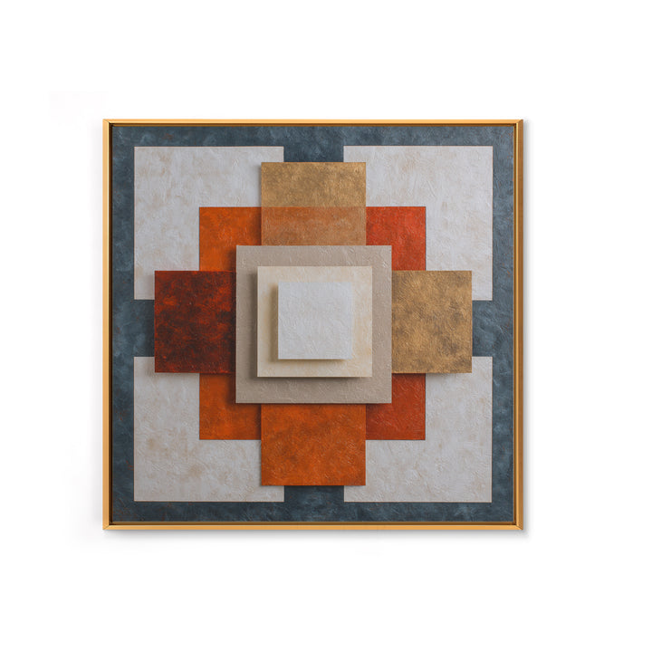 Modern Geometric Composition for Living Spaces Framed Canvas Print, Wall Art, Heart, Living Room Decor, Fine Art, WAL-1x1-28