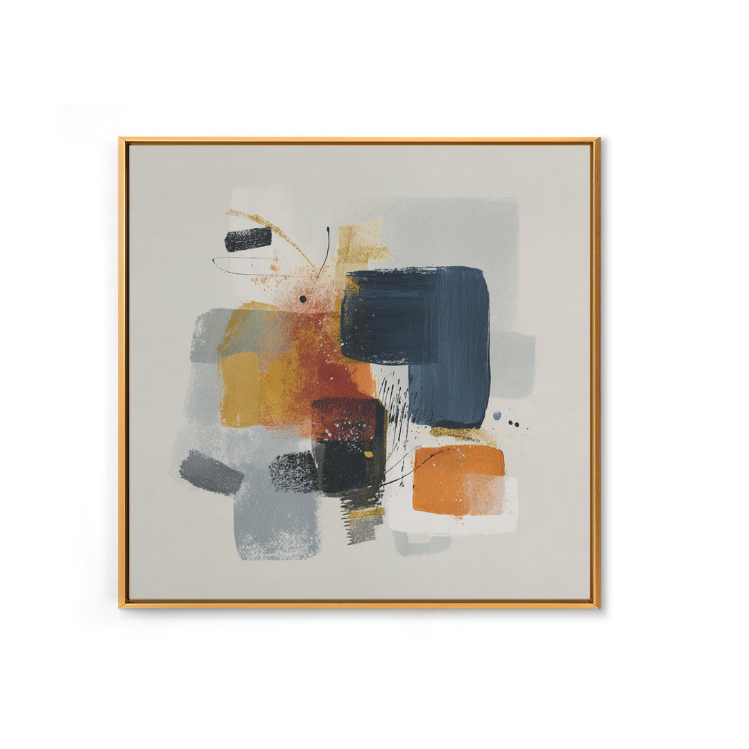 Statement Abstract with Bold Layered Brushwork Framed Canvas Print, Wall Art, Home Decor, Living Room Decor, Abstract Art, WAL-1x1-73