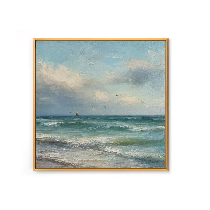 Classic Seascape with Dramatic Clouds Canvas Print, Wall Art, Statement Artwork, Living Room Decor, Fine Art, WAL-1x1-75
