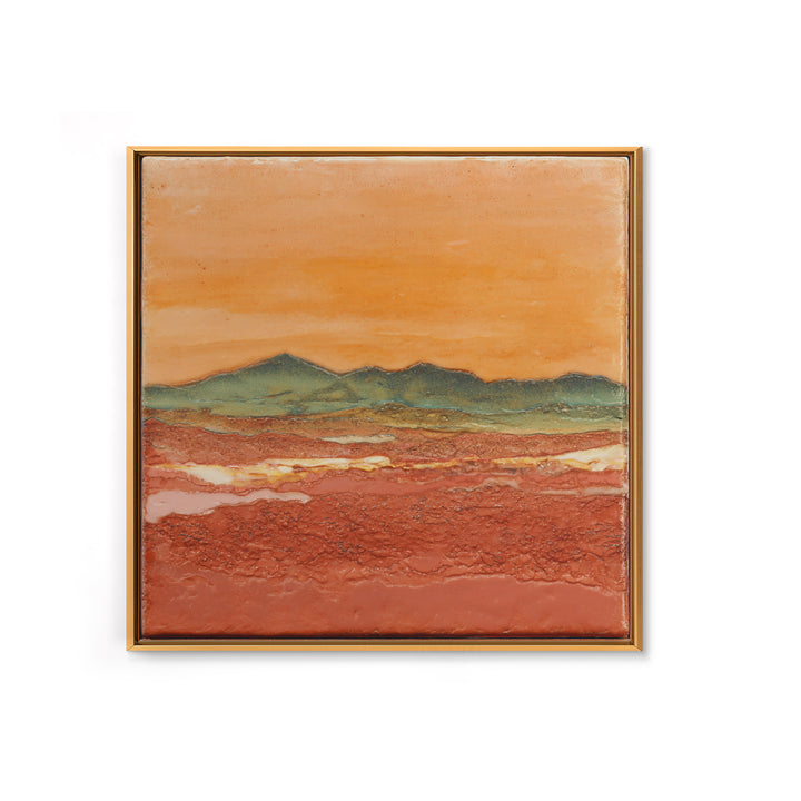 Desert Landscape in Warm Terracotta Tones Framed Canvas Print, Wall Art, Boho Decor, Living Room Decor, Fine Art, WAL-1x1-79