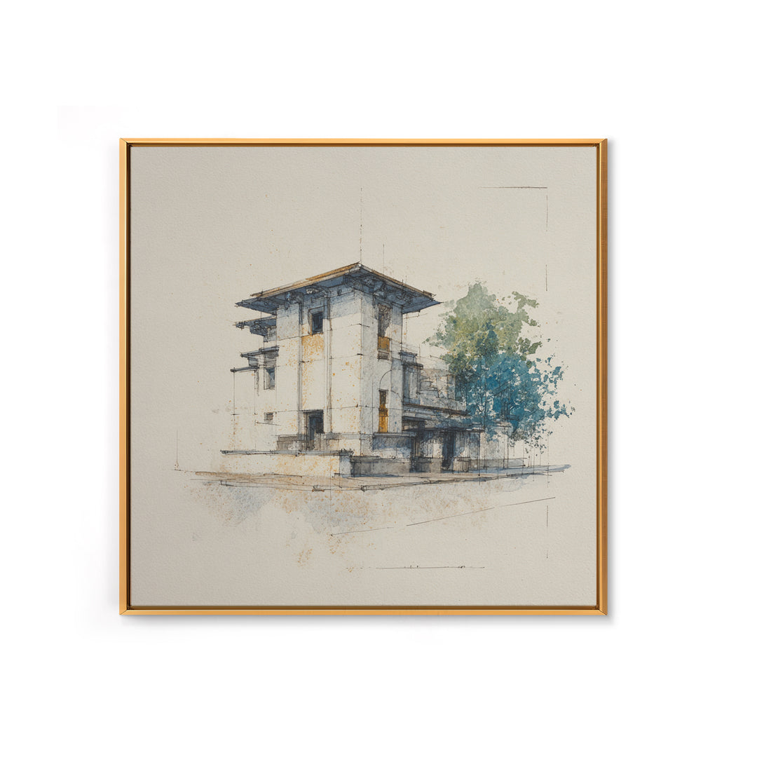 Black and White Architectural Study Framed Canvas Print, Wall Art, Fine Art Print, Living Room Decor, Fine Art, WAL-1x1-80
