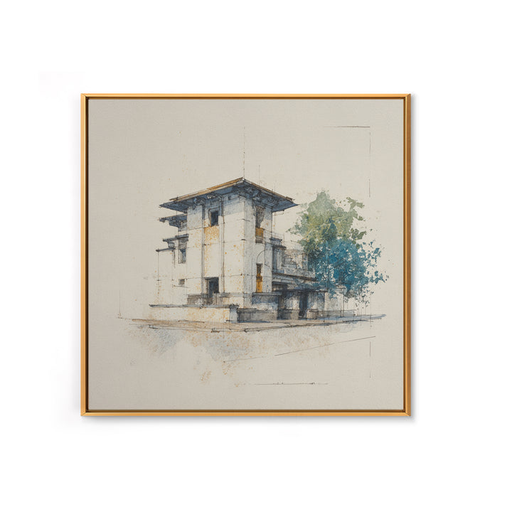 Black and White Architectural Study Framed Canvas Print, Wall Art, Fine Art Print, Living Room Decor, Fine Art, WAL-1x1-80