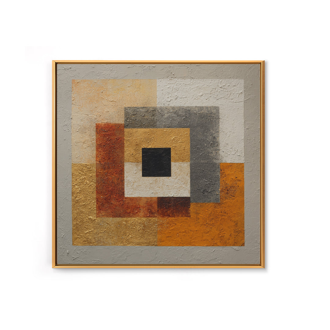 Mid Century Color Block Composition Framed Canvas Print, Wall Art, Wood Wall Art, Living Room Decor, Abstract Art, WAL-1x1-84