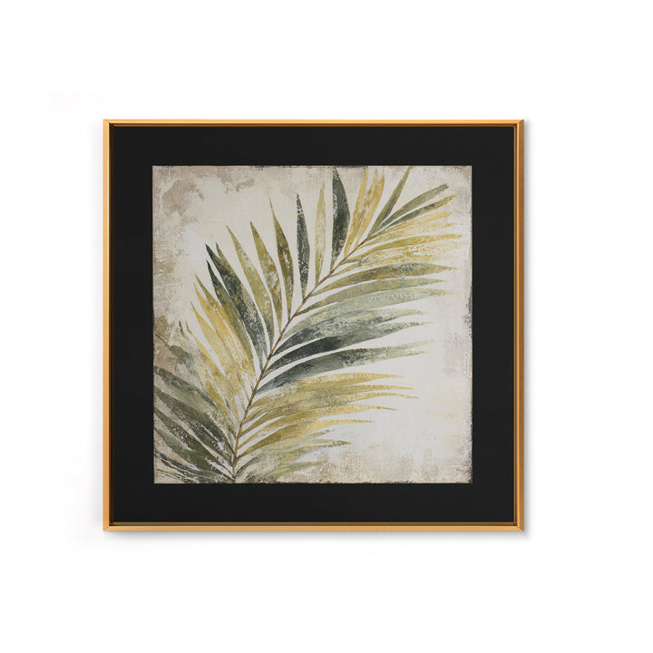 Tropical Palm Leaf Painting Framed Canvas Print, Wall Art, Minimalist Decor, Living Room Decor, Oil Painting, WAL-1x1-88