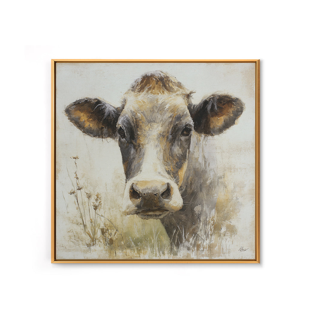 Rustic Farmhouse Cow Portrait Canvas Print, Wall Art, Room Decor, Living Room Decor, Oil Painting, Printable Wall Art, WAL-1x1-91