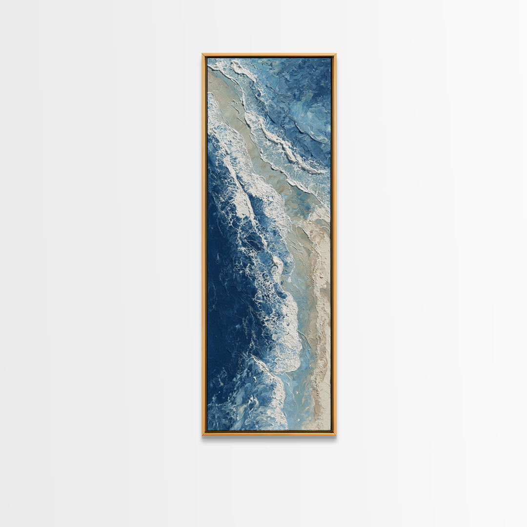 Coastal Aerial Water Study Canvas Print, Wall Art, Digital Wall Art, Living Room Decor, Fine Art, Wood Wall Art, WAL-1x3-23
