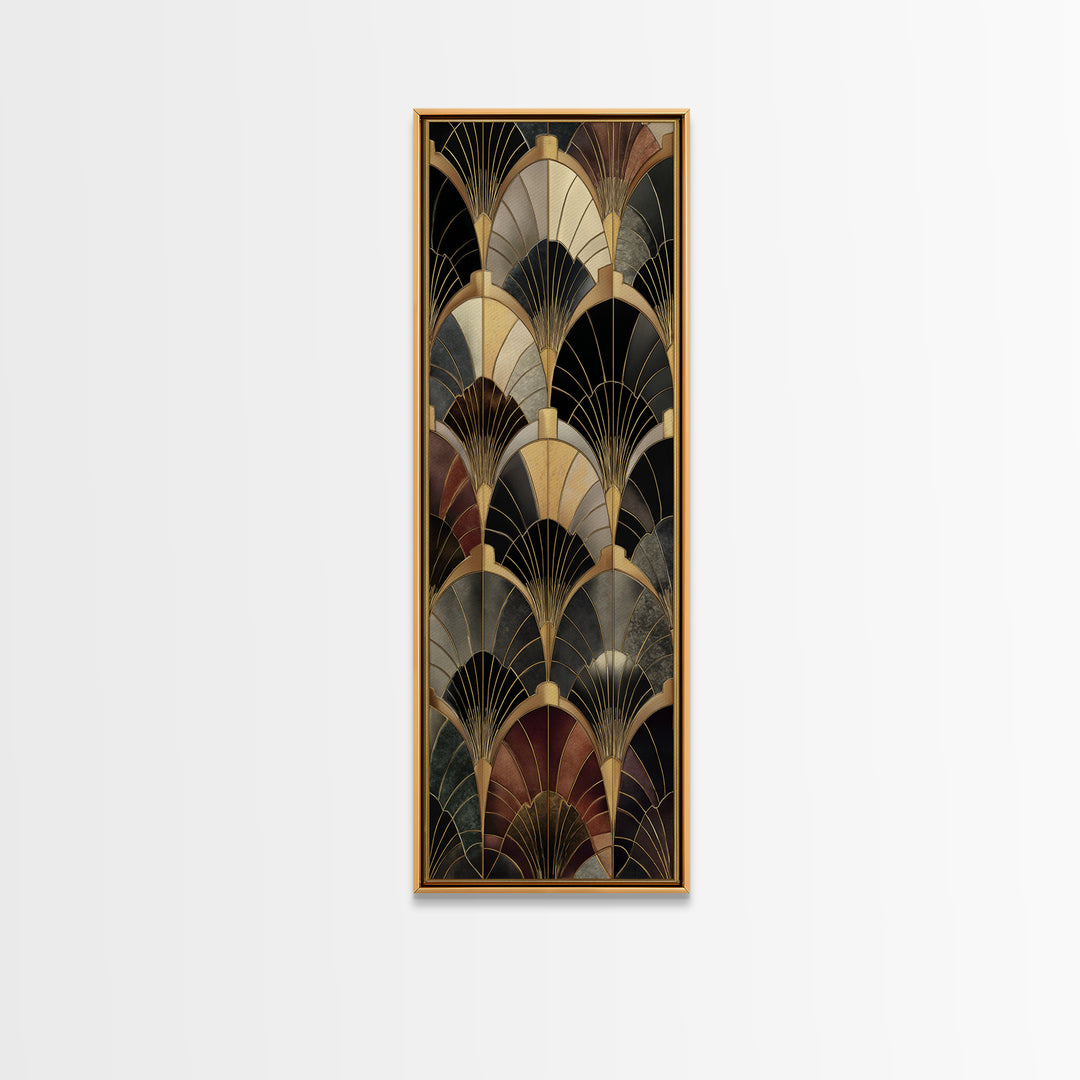 Art Deco Gold Fan Pattern Canvas Print, Wall Art, Painting, Living Room Decor, Fine Art, Wall Hanging, Home Decor Gift, WAL-1x3-32