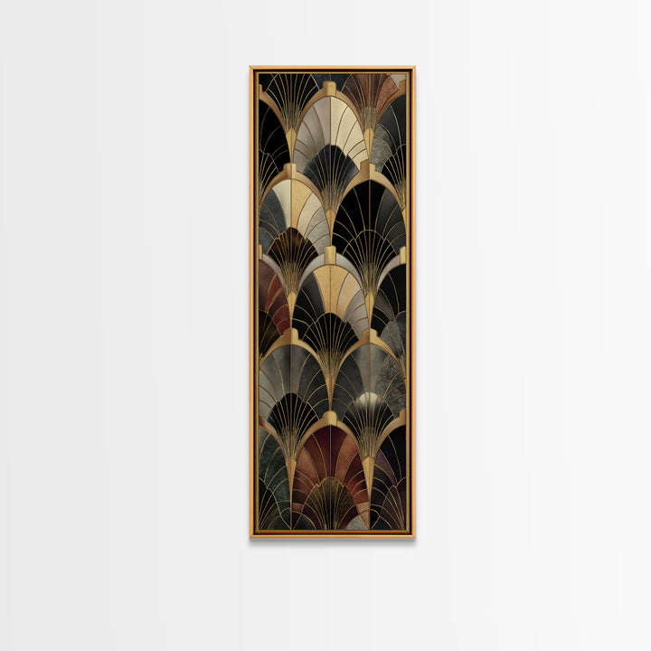 Art Deco Gold Fan Pattern Canvas Print, Wall Art, Painting, Living Room Decor, Fine Art, Wall Hanging, Home Decor Gift, WAL-1x3-32