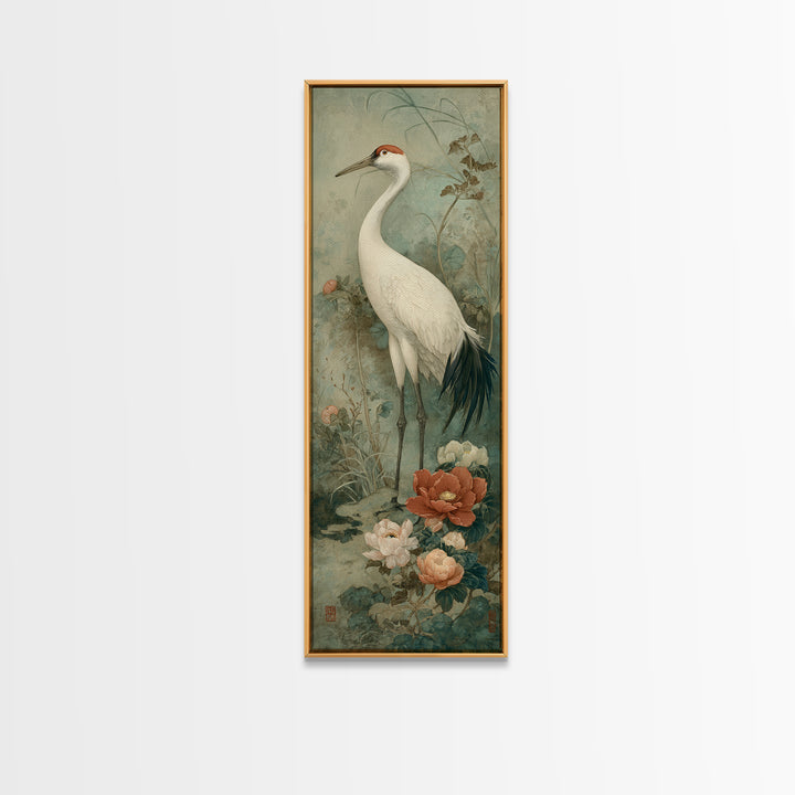 Monochrome Ink Crane Composition Framed Canvas Print, Wall Art, Art Print, Living Room Decor, Fine Art, Wall Hanging, WAL-1x3-36